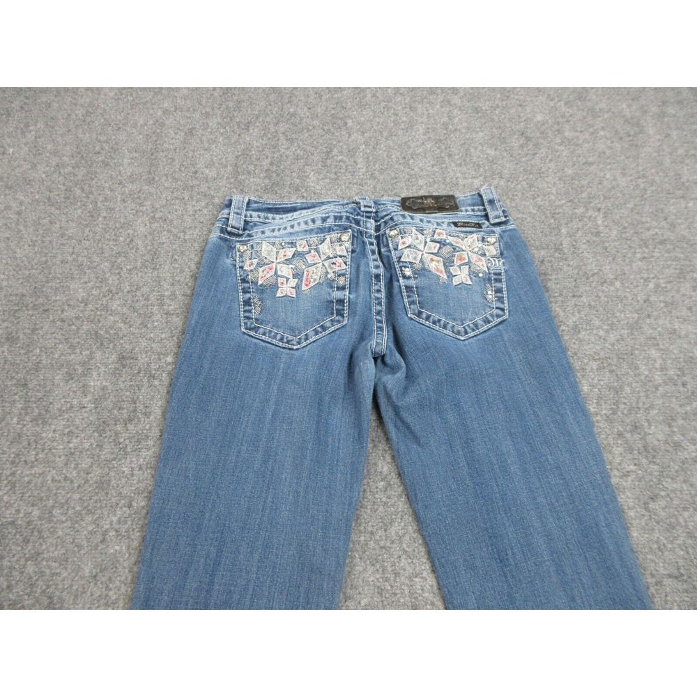Miss Me Jeans Womens 29 Blue Denim Cuffed‎ Skinny Rhinestone Ladies 29X28 - Picture 13 of 16